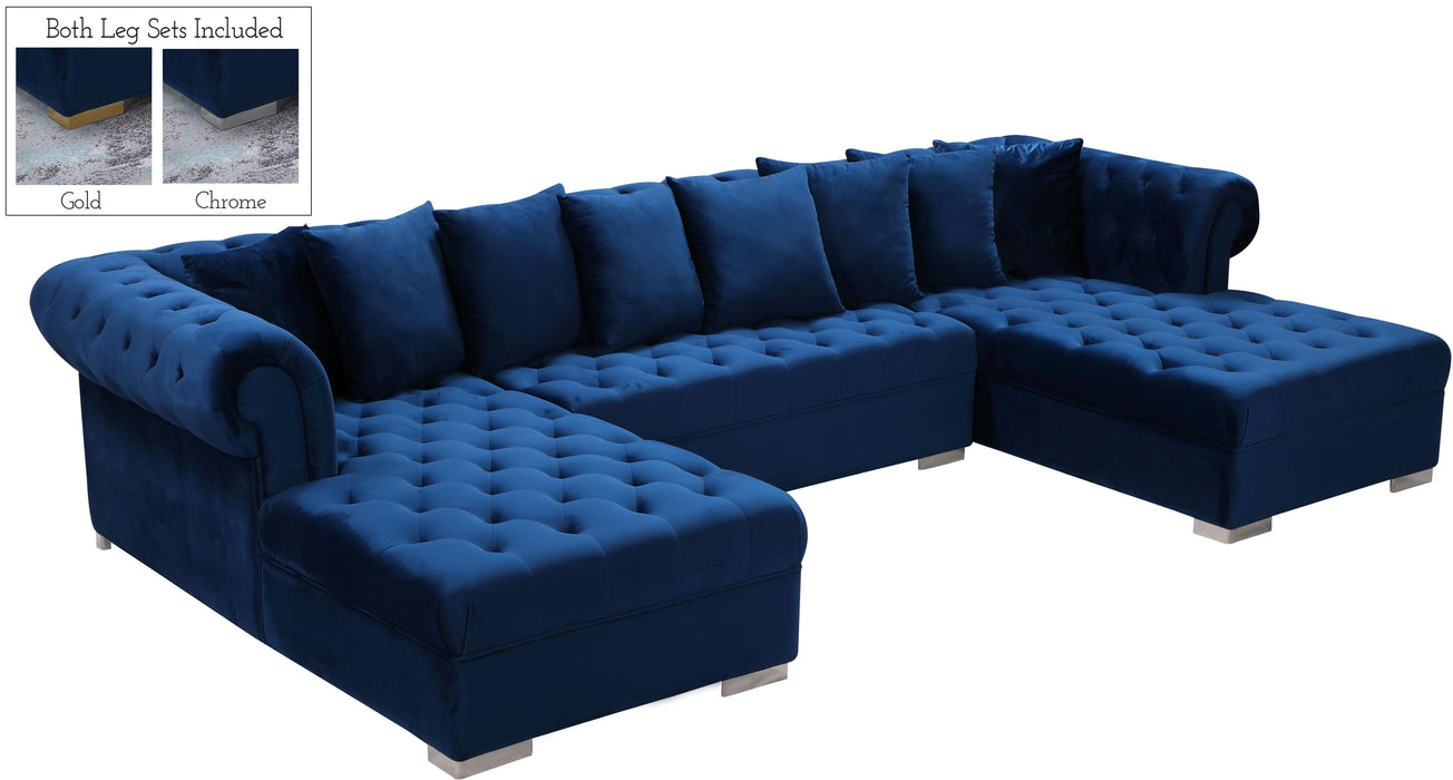 Presley Navy Velvet 3pc. Sectional