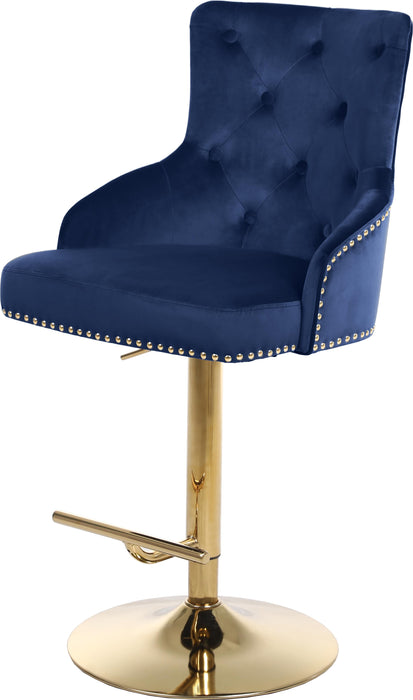 Claude Navy Velvet Adjustable Stool