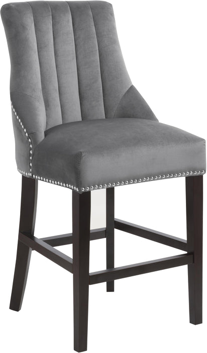 Oxford Grey Velvet Stool