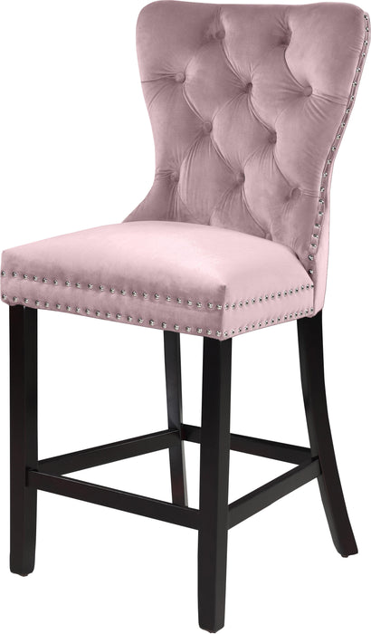 Nikki Pink Velvet Stool