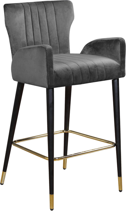 Luxe Grey Velvet Stool