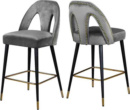 Akoya Grey Velvet Stool image