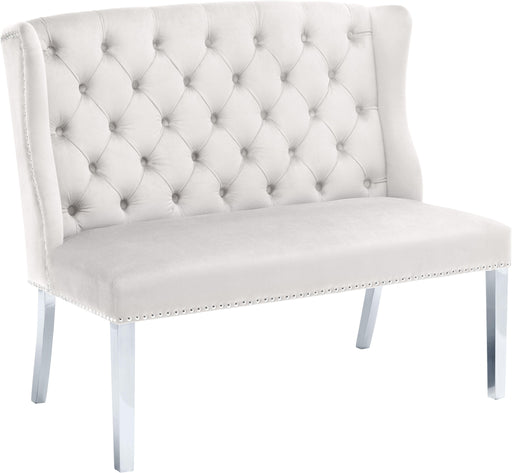 Suri Cream Velvet Settee Bench image