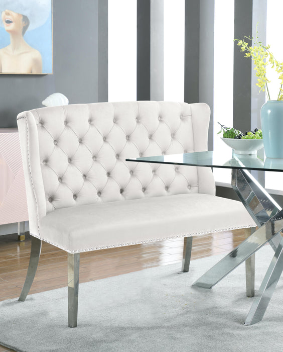 Suri Cream Velvet Settee Bench