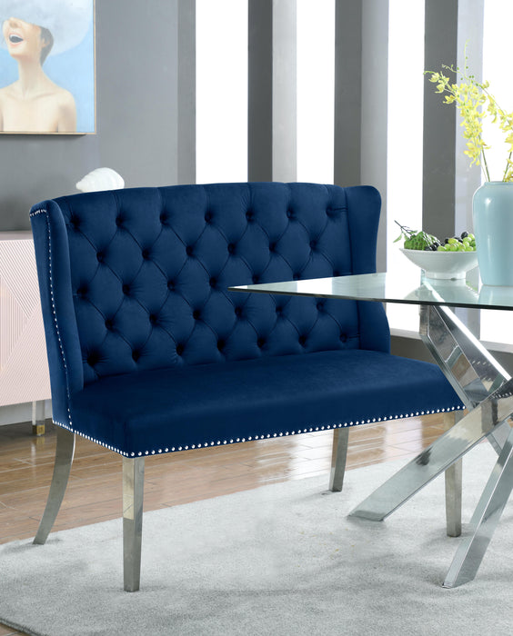 Suri Navy Velvet Settee Bench