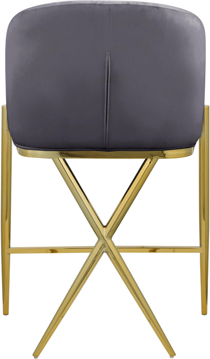 Xavier Grey Velvet Counter Stool