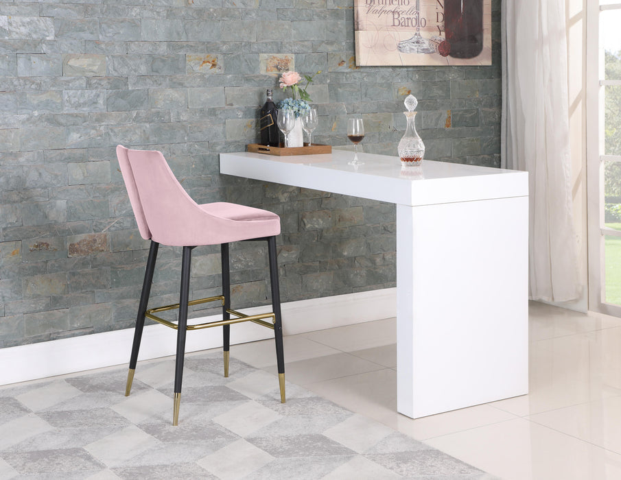 Sleek Pink Velvet Stool