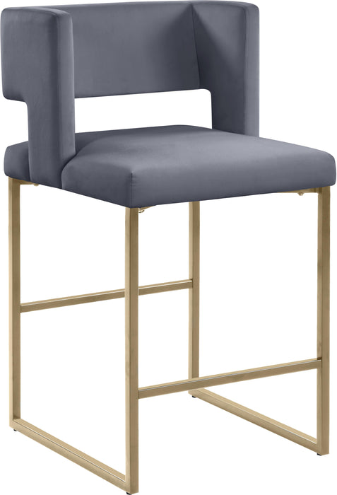 Caleb Grey Velvet Counter Stool