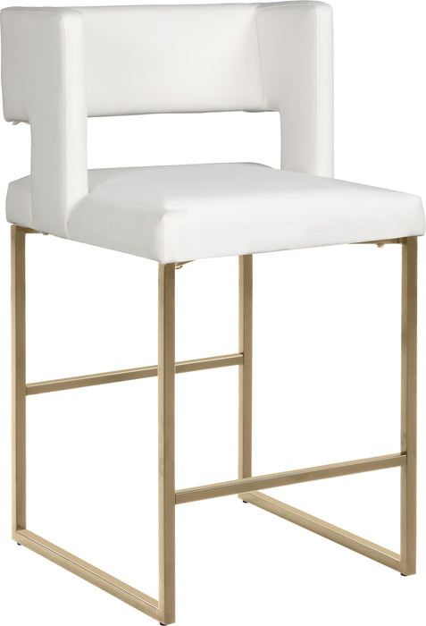 Caleb White Faux Leather Counter Stool