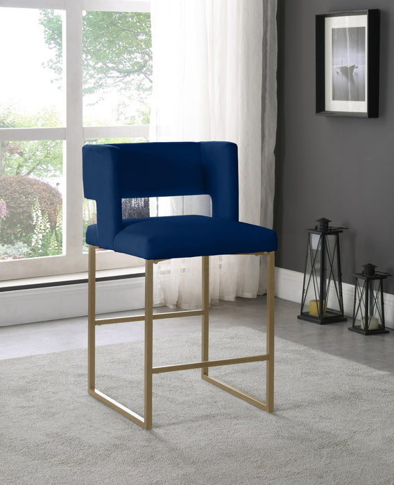 Caleb Navy Velvet Counter Stool