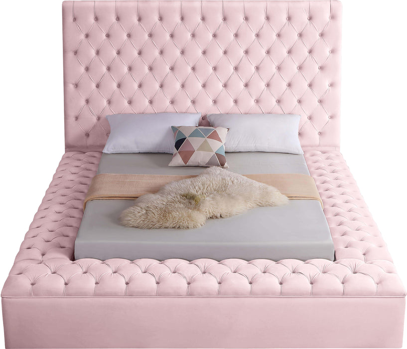 Bliss Pink Velvet Queen Bed (3 Boxes)