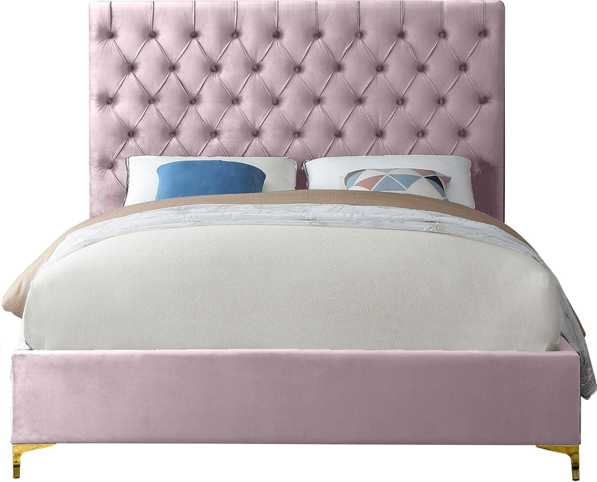 Cruz Pink Velvet King Bed