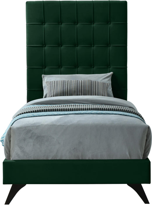 Elly Green Velvet Twin Bed