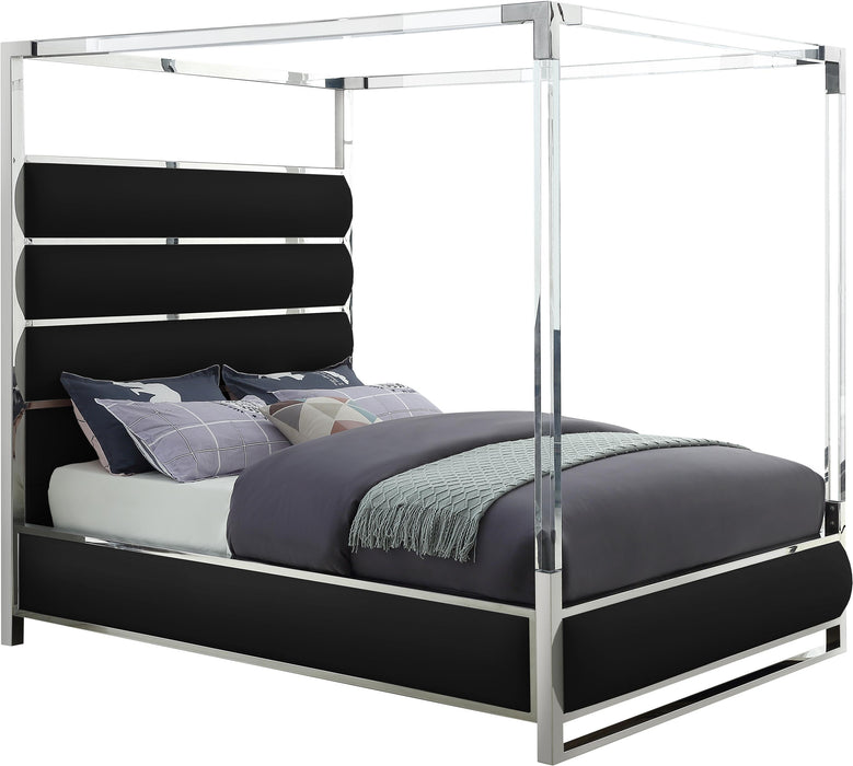 Encore Black Faux Leather King Bed (4 Boxes) image