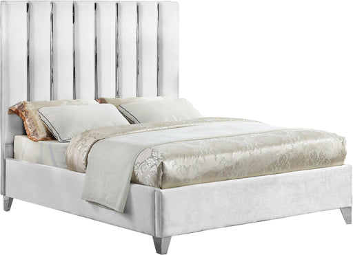 Enzo White Velvet King Bed image