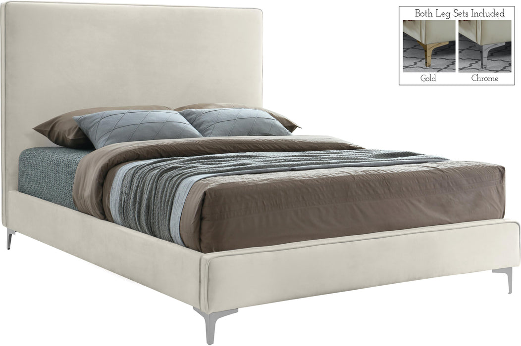 Geri Cream Velvet Full Bed