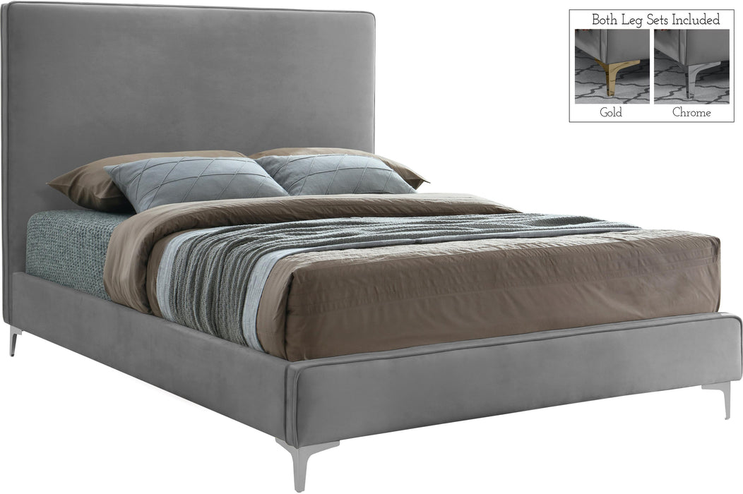 Geri Grey Velvet Full Bed