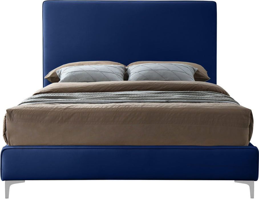 Geri Navy Velvet Full Bed