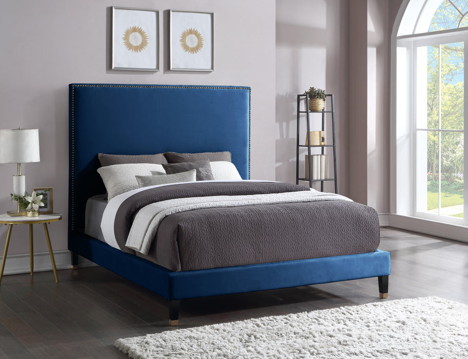 Harlie Navy Velvet Full Bed