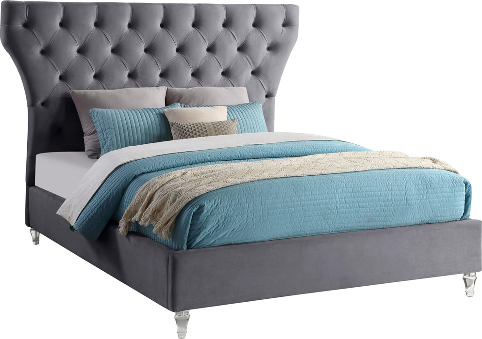 Kira Grey Velvet King Bed image