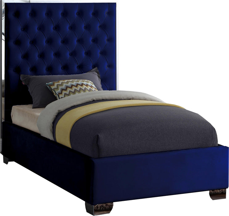 Lexi Navy Velvet Twin Bed image