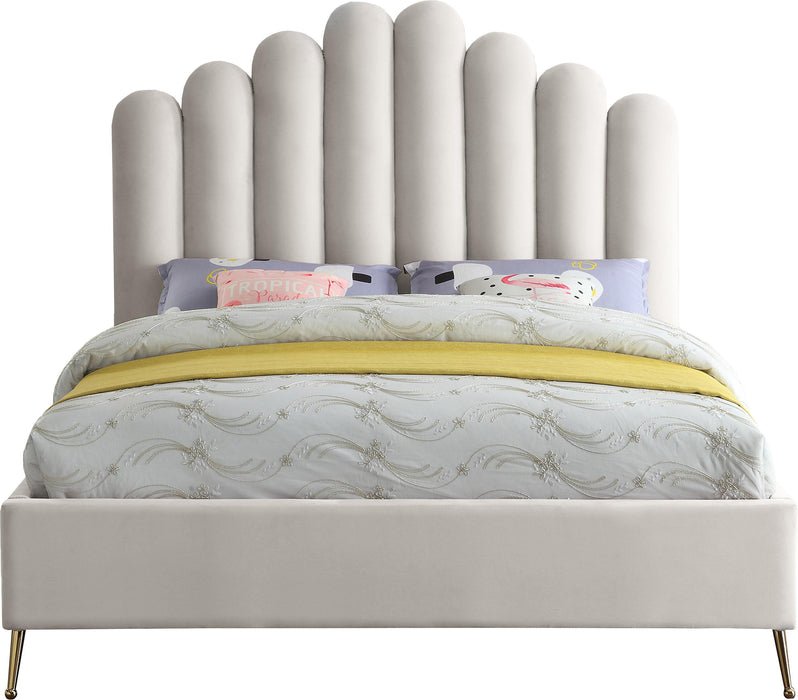 Lily Cream Velvet Full Bed