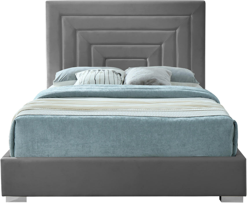 Nora Grey Velvet Queen Bed