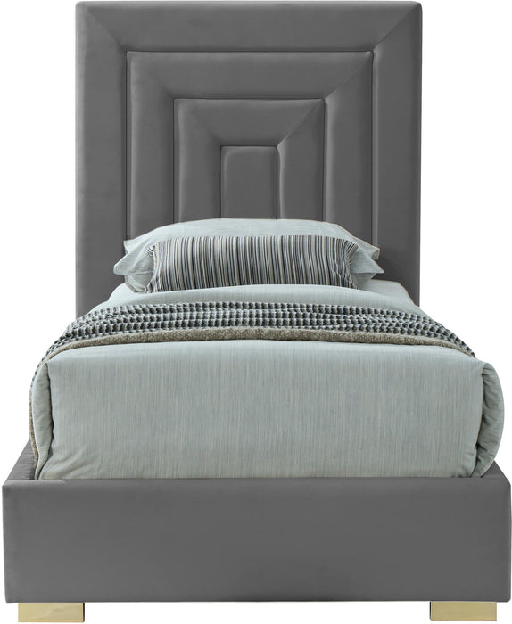 Nora Grey Velvet Twin Bed