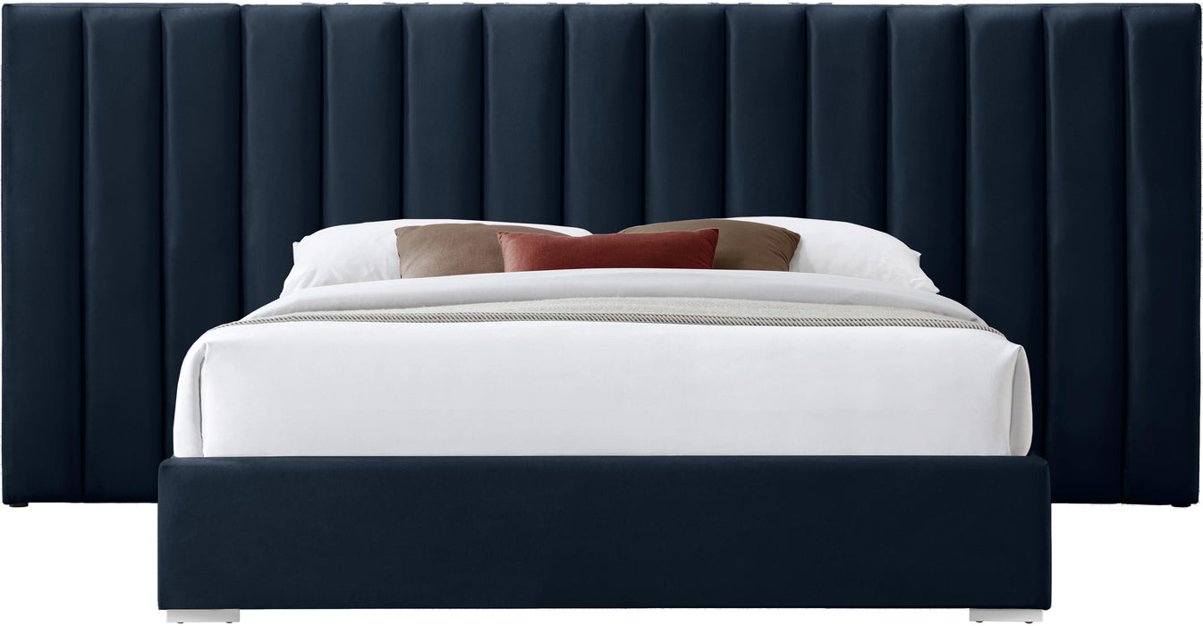 Pablo Navy Velvet King Bed