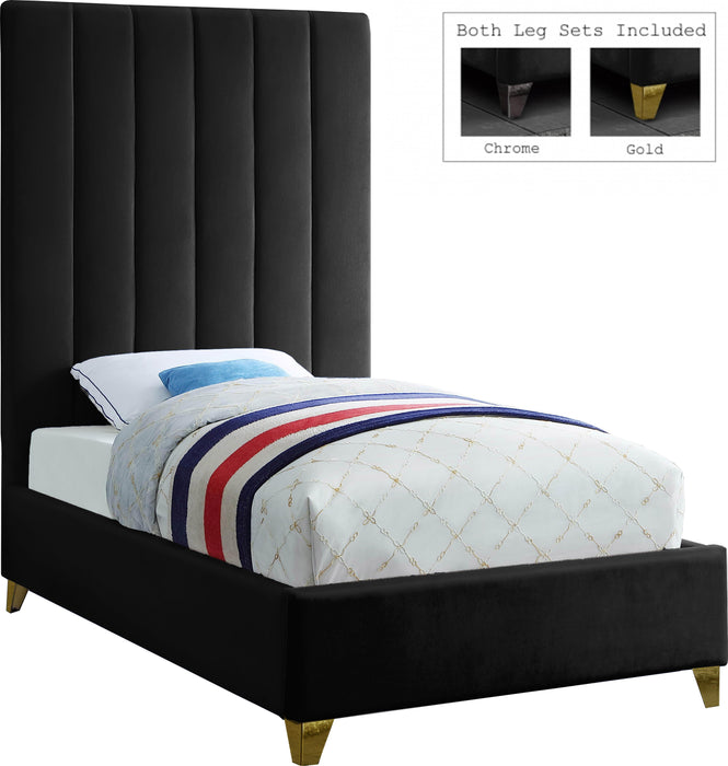 Via Black Velvet Twin Bed image