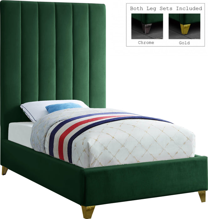 Via Green Velvet Twin Bed image