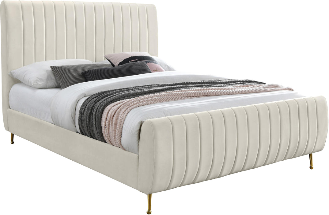 Zara Cream Velvet Full Bed (3 Boxes) image