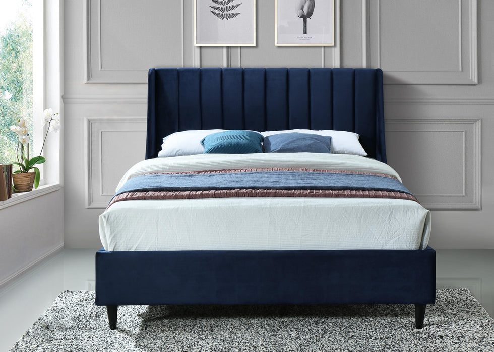 Eva Navy Velvet Full Bed