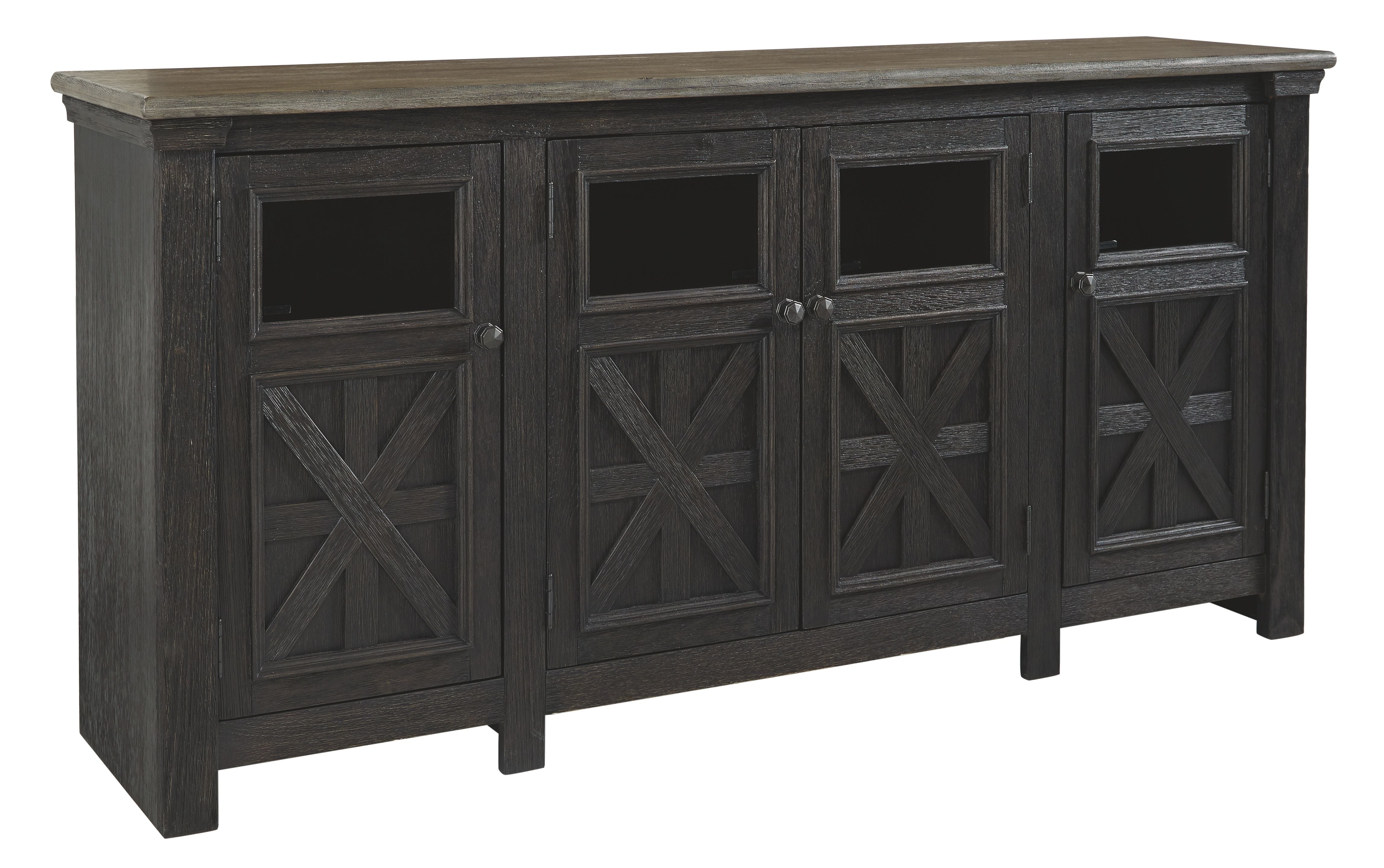 Tyler Creek - Extra Large TV Stand - Black / Gray
