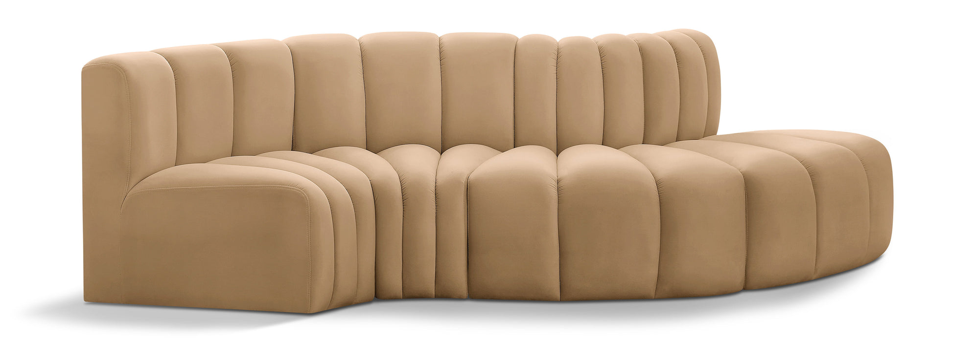 Arc - Velvet 4 Piece L-Shaped Modular Sofa