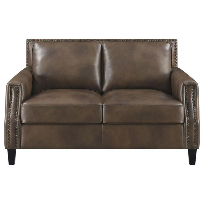 Leaton - Upholstered Recessed Arm Loveseat - Brown Sugar
