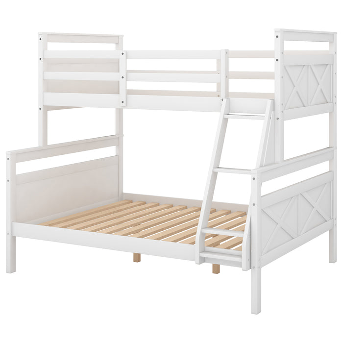 Twin over Full Bunk Bed with ladder, Safety Guardrail, Perfect for Bedroom, White