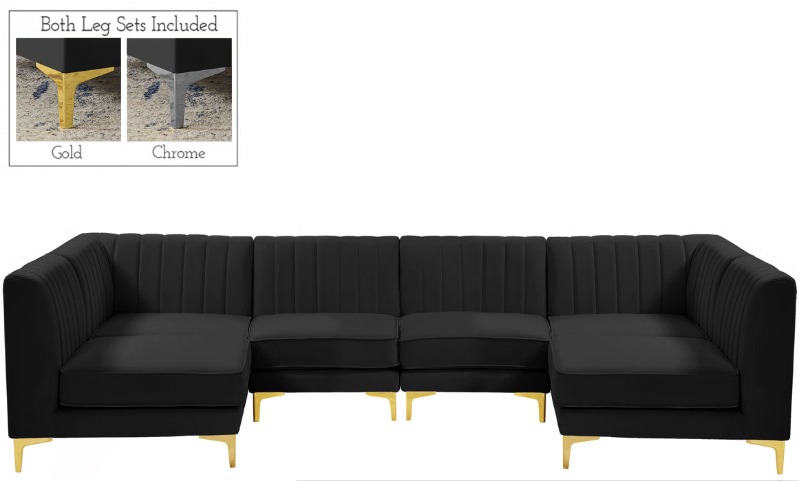 Alina - Modular Sectional 6 Piece - Black - Fabric