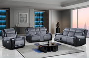 U5914 - 3 Piece Living Room Set (Reclining Sofa / Console Reclining Loveseat / Recliner) - Gray / Black
