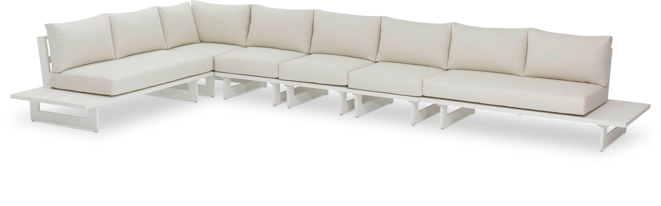 Maldives - 6 Piece Water Resistant Outdoor Patio Modular Sectional With White Base