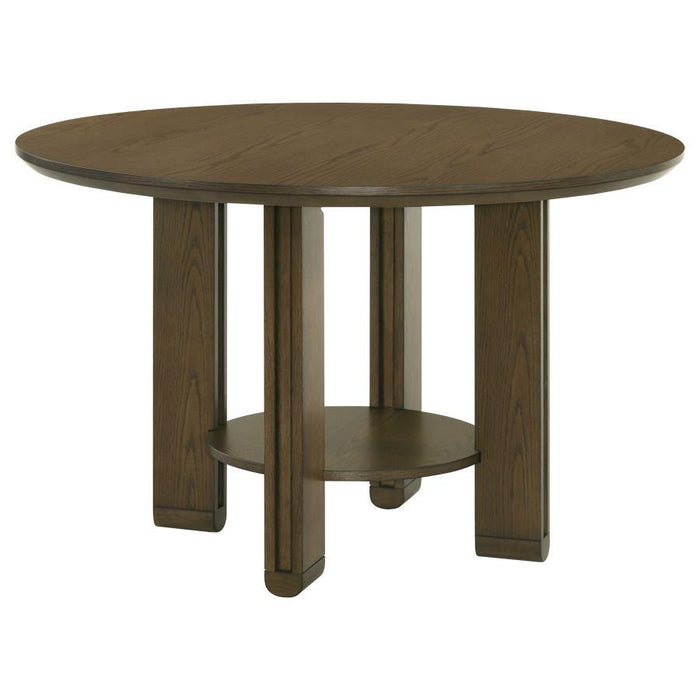 Ottowa - 5-Piece Round Wood Dining Room Table Set - Brown