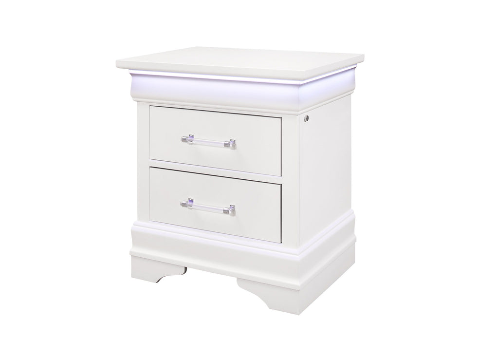 Charlie - Nightstand With LED - White