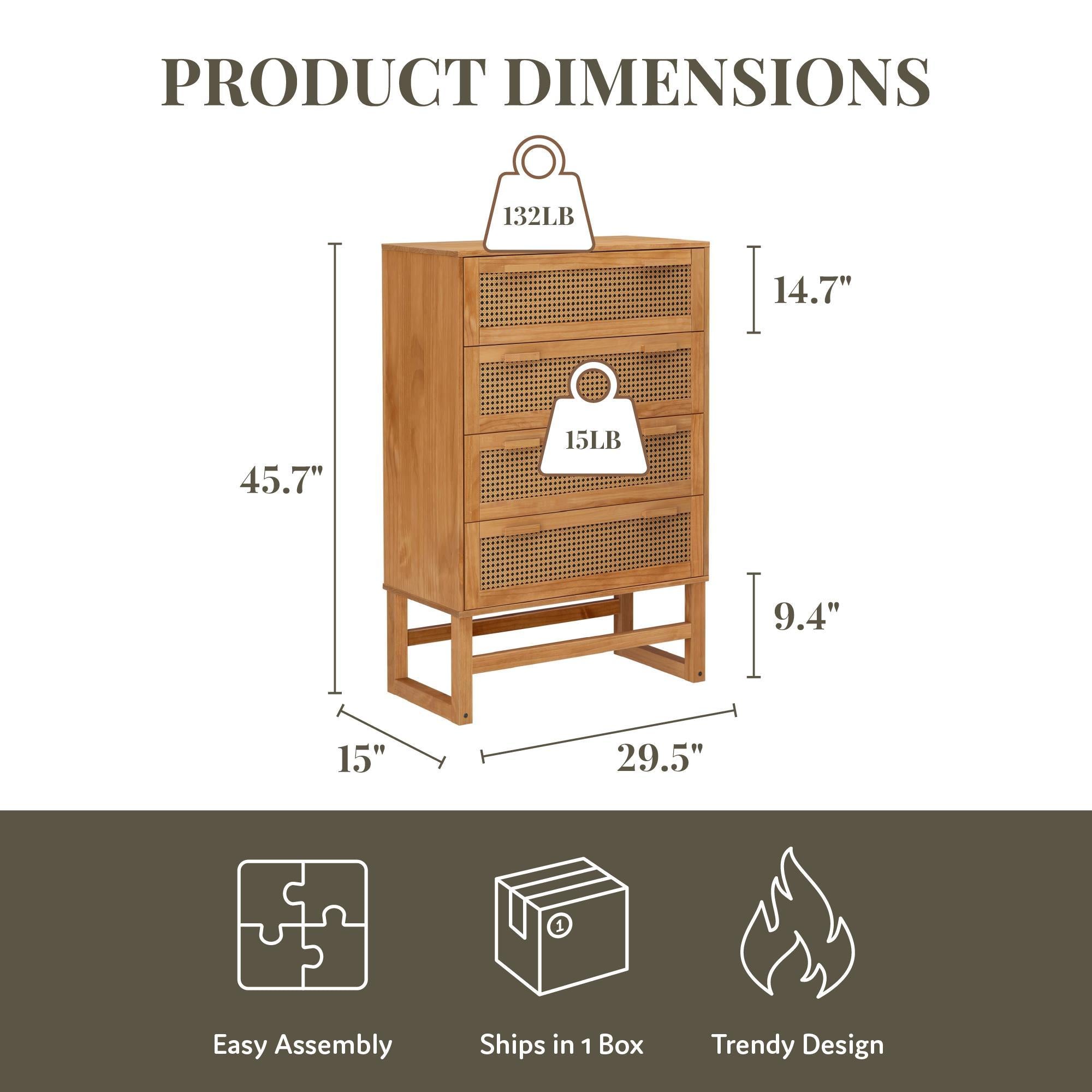 Talo - 4 Drawer Dresser - Natural