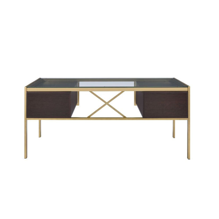 Yumia - Desk - Gold & Clear Glass