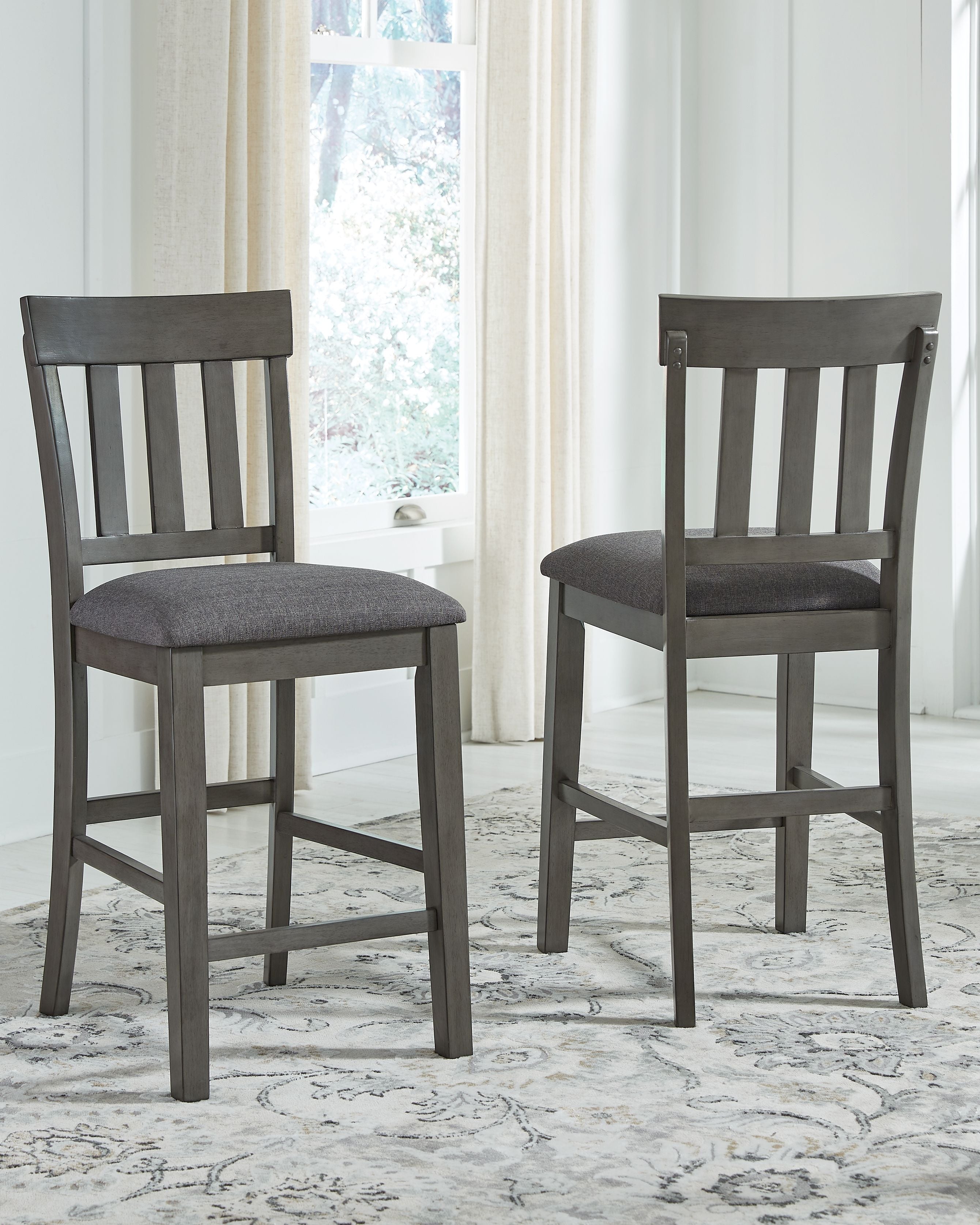Hallanden - Upholstered Barstool (Set of 2) - Black / Gray