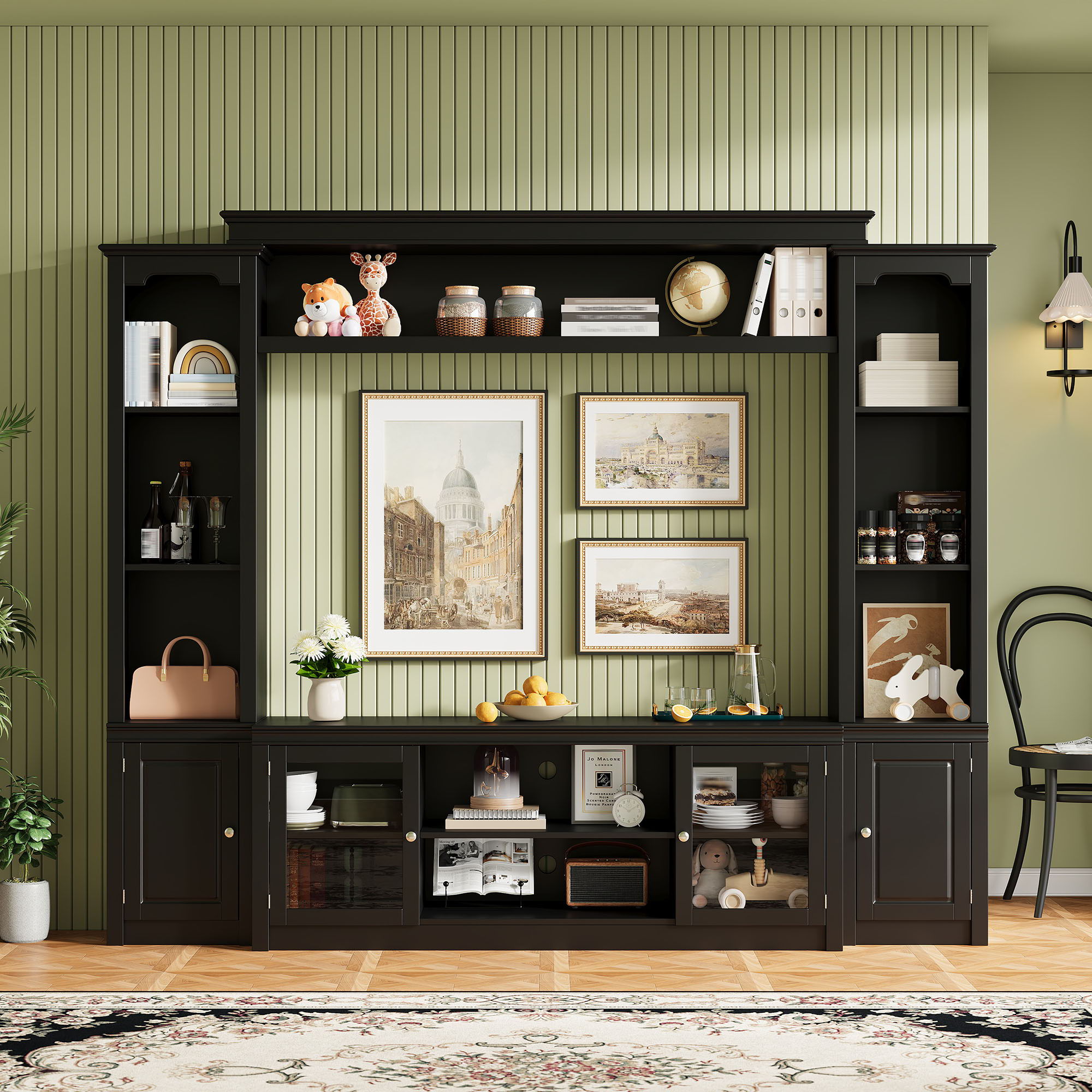 All-In-One TV Stand With Bookcase For TVs Up To 65"