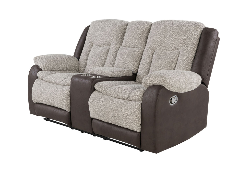 U4377 - Console Reclining Loveseat - Gray / Brown