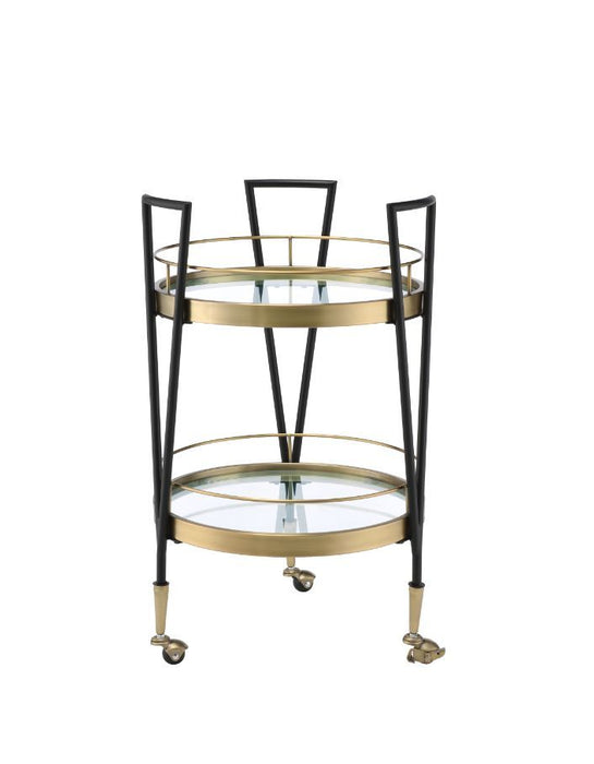 Vries - Serving Cart - Black & Gold Finish