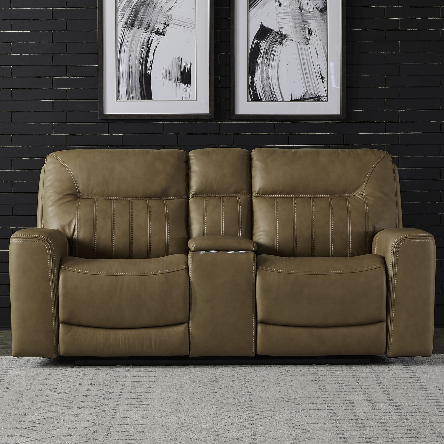 Bennett - Loveseat With Console P2 & ZG - Butternut - Butternut Leather