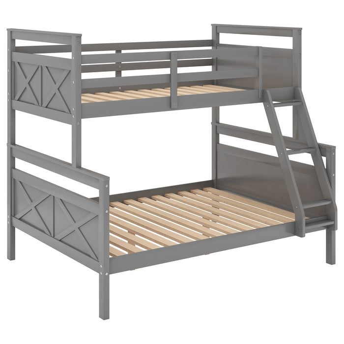 Twin over Full Bunk Bed with ladder, Safety Guardrail, Perfect for Bedroom, White